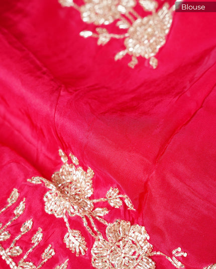 Russian Crepe Kardhana Sequence Work Butties Gold Stripes- Baby Pink