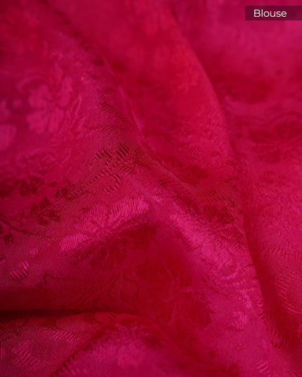 Binny Crepe Floral Print with Golden Zari Border- Pink