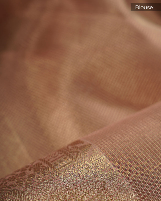 Kota Tissue Organza Thread Embroidery Buttis With Banaras Border - Dusty Pink
