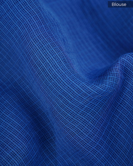 Kota Saree with Thread work Butties Silver Zari Border- Blue