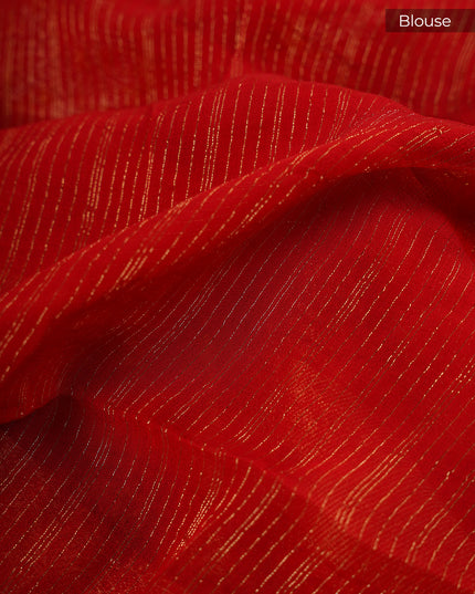 Georgette Gold & Silver Buttis With Kaddi Border  - Maroon