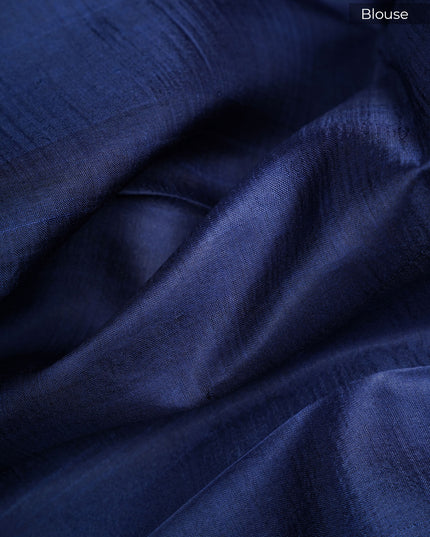 Pure Silk Saree With Ajrakh Print - Blue