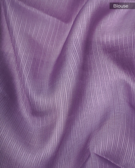 Silk Kota Saree With Ari Work Border - Lavender
