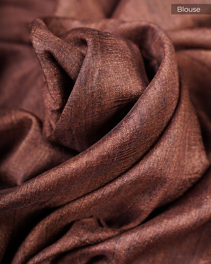 Tussar Kalamkari Print with Kanchi Border - Char Coal