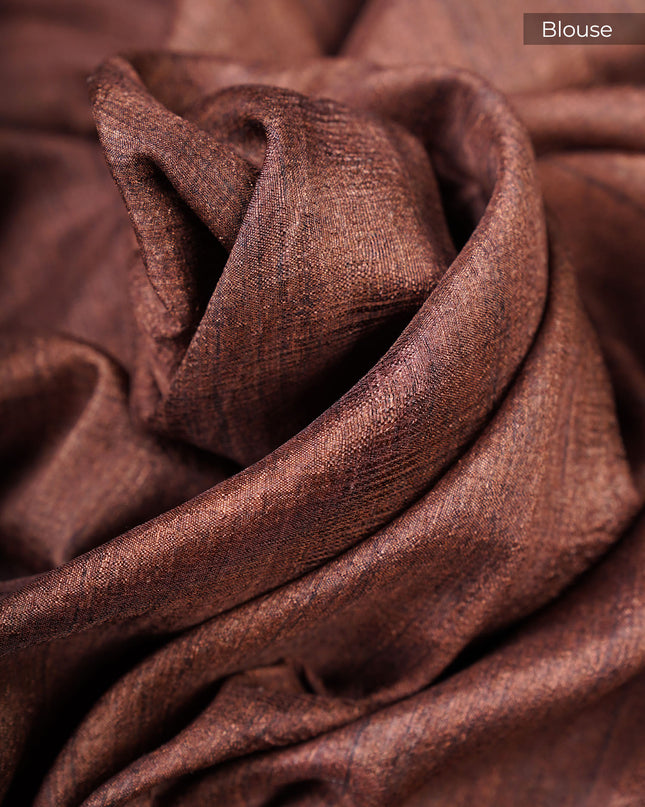 Tussar Kalamkari Print with Kanchi Border - Char Coal