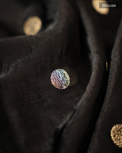 Soft Velvet Saree With Thread Embroidery Border - Black