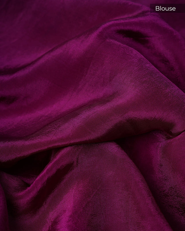 Banarasi Tissue Silk Saree With Gold Zari Work - Purple