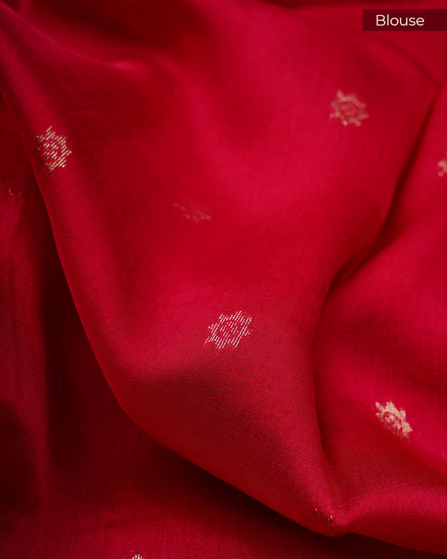 Munga Silk Saree With Gold Zari Border -  Pink