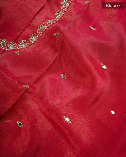 Tissue Banaras Silk With Kardhana Stone Work & Scallop Border - Pink