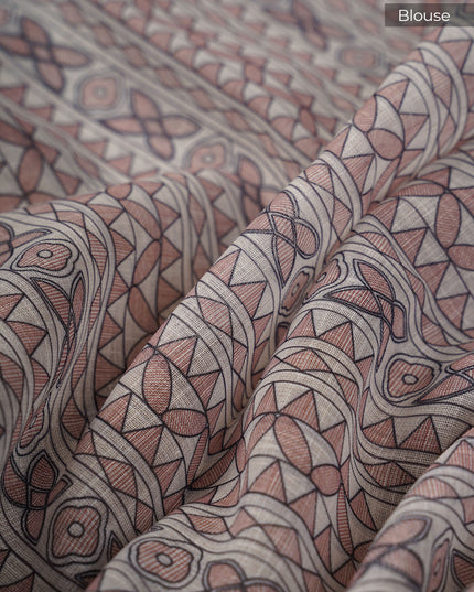 Lenin Silk Saree with Madhubani Print and Contrast Border- Mustard