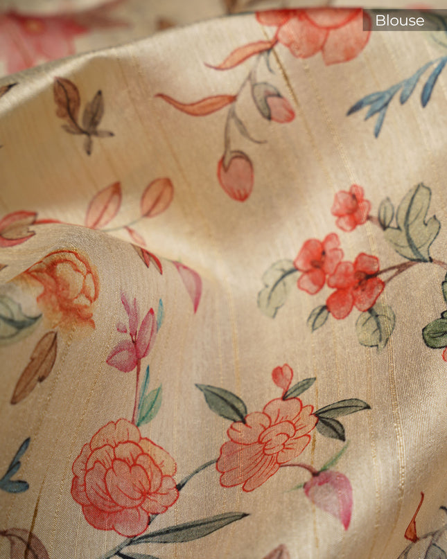 Tusser Silk Allover Mirror With Digital Print - Teal