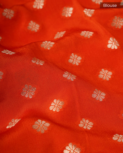 Banaras Silk With Meenakari Butties - Orange
