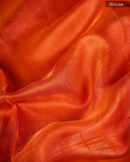 Banaras Saree with Meena kari weaving Border - Orange
