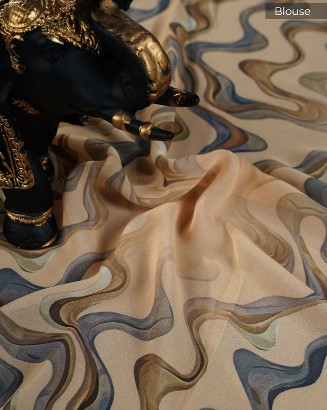 Georgette Saree With Digital print - Brown