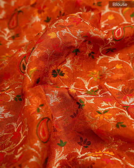 Binny Crepe Silk Saree With Golden Border - Orange