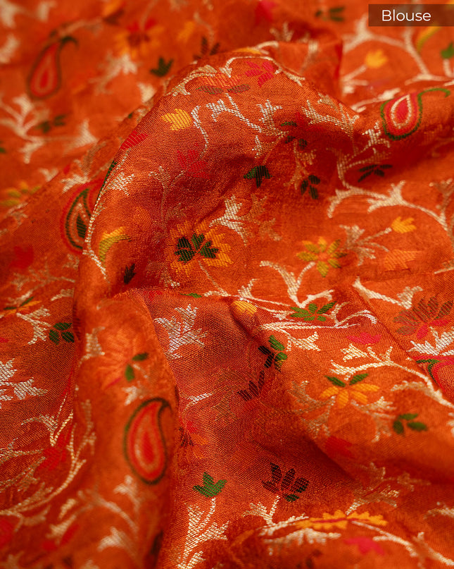 Binny Crepe Silk Saree With Golden Border - Orange