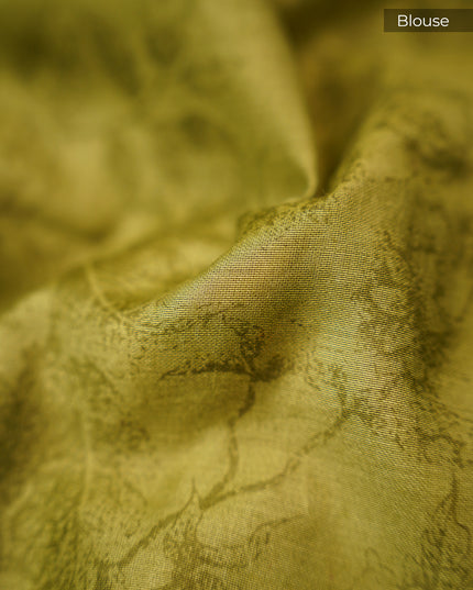 Mangalagiri Silk With Floral Print Contrast Border - Green