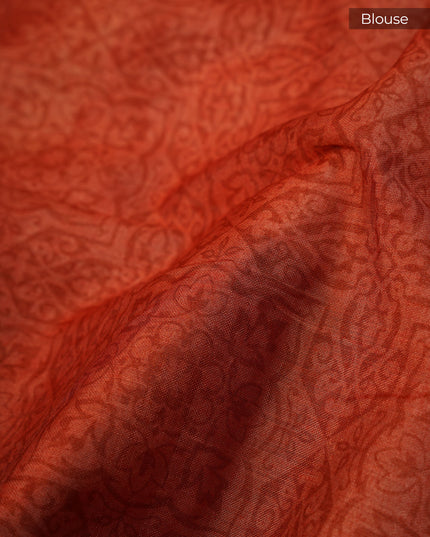 Mangalagiri Silk Digital Print Contrast Border - Peach