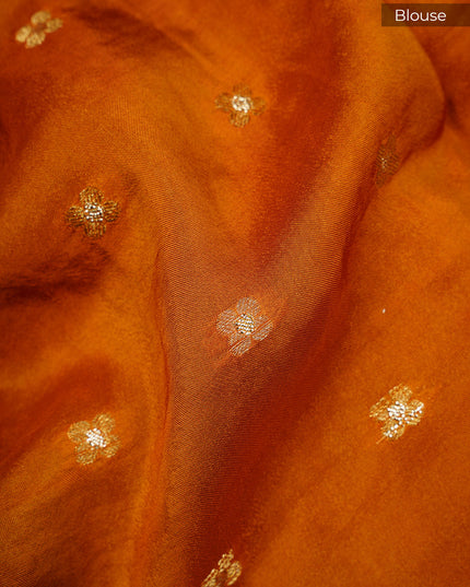 Korean Crepe Sarees with Gold Butties and Gold Border- Bottle Green