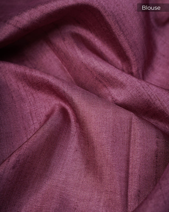 Tissue Silk With Digital Print & Thread Border - Pink