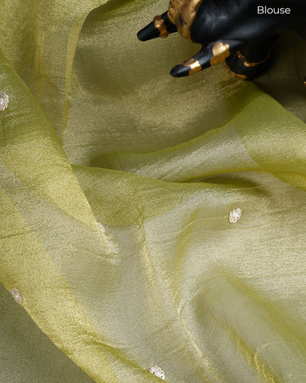 Tissue crepe saree with sequence work and scallop border - P Green