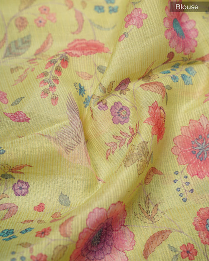 Kota Silk Saree with Mirror and Applique work Silver Border- Green