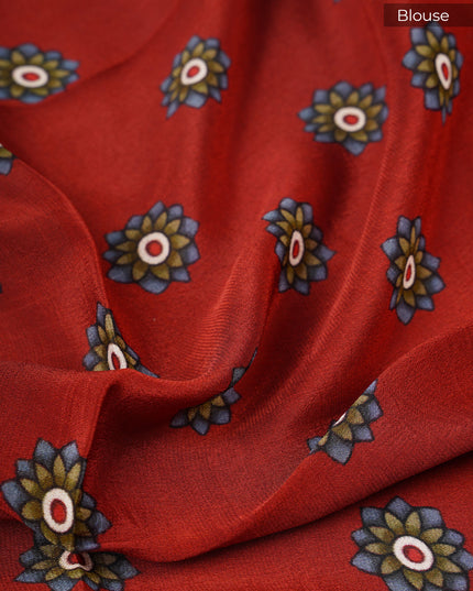 Binny Crepe Saree with kalamkari Print butties and contrast Border - Yellow