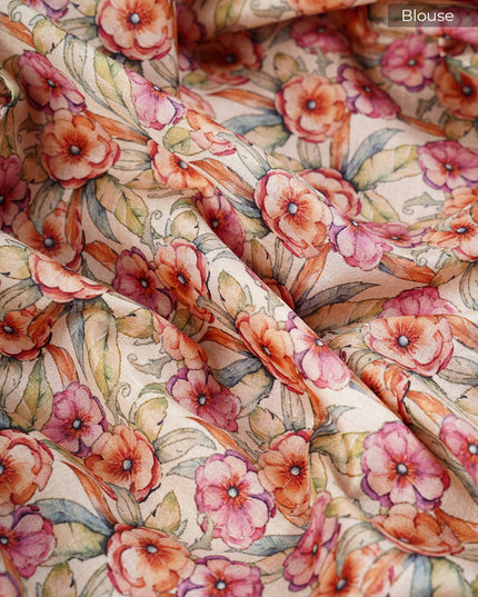 Kota Silk Saree with Applique Work and Scallop Border with Thread Work- Red