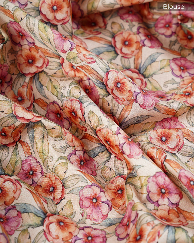 Kota Silk Saree with Applique Work and Scallop Border with Thread Work- Red