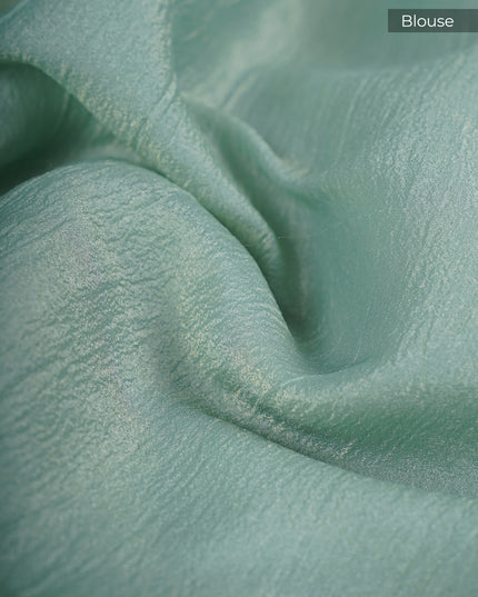 Crush Organza With Kantha Work & Lace Border - Green