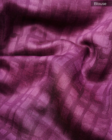 Chanderi Silk Saree with Ajrakh Print and Geometric Pattern- Purple
