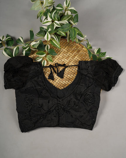 Russian Crape Scallop Border Kardana Hand Work - Orange