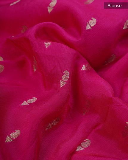 Russian Crape Khardhana Antique Buttis Banaras Border - Orange