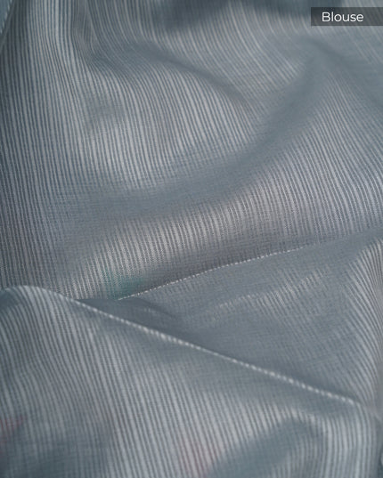 Silk Kota Saree With Thread Embroidery Butties And Border - Grey