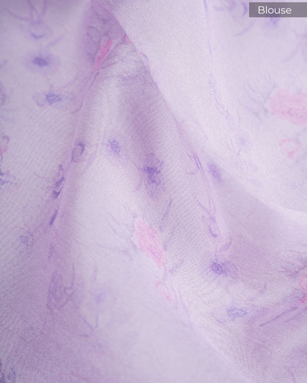 Chanderi Silk Saree With Golden Weaving Border - Lavender