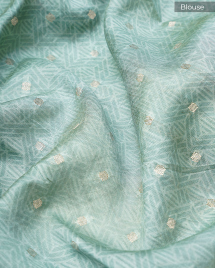 Muslin silk saree floral print golden butties with contrast border - Baby Pink