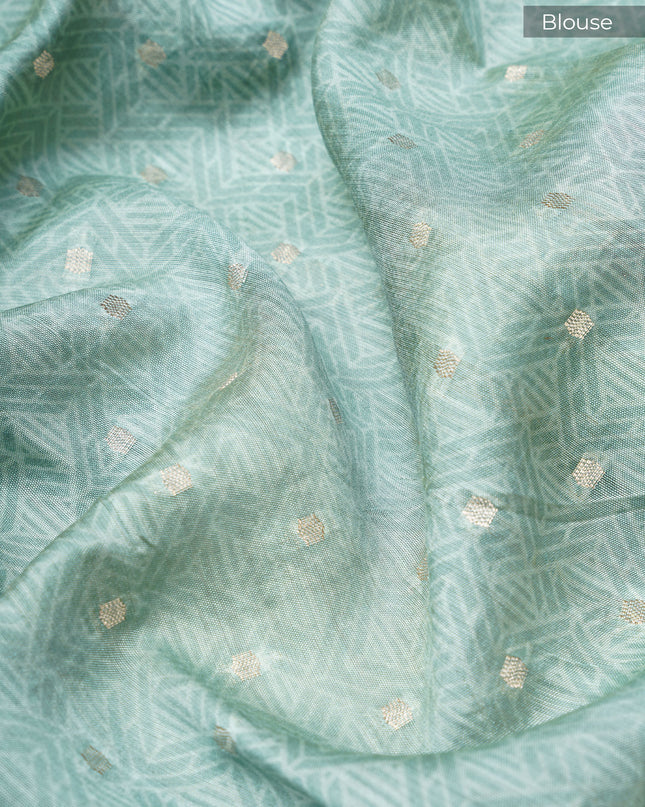 Muslin silk saree floral print golden butties with contrast border - Baby Pink