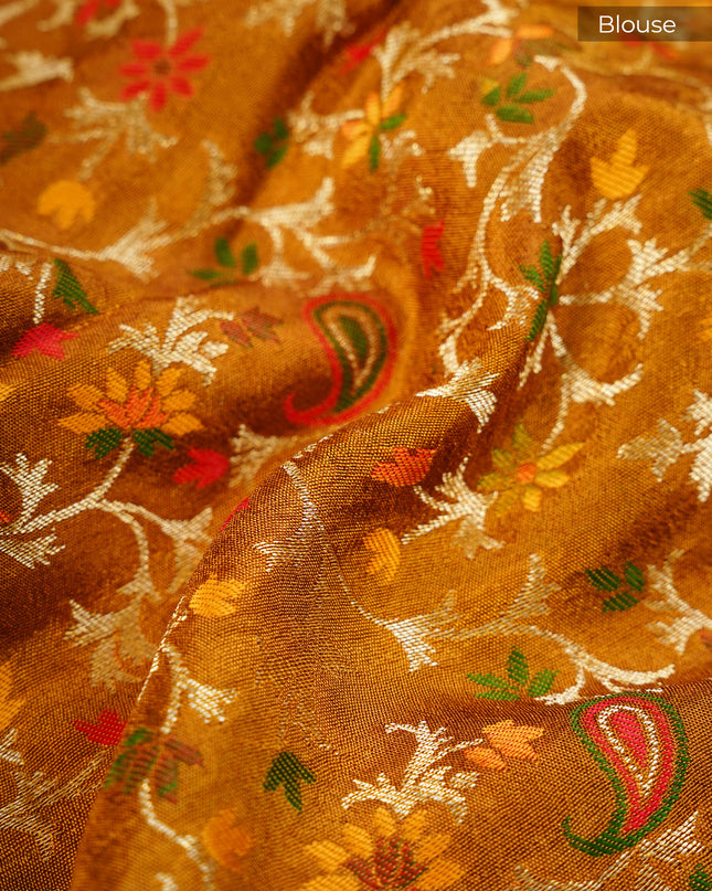 Binny Crepe Silk Saree With Golden Silver Zari Border - MUSTERED