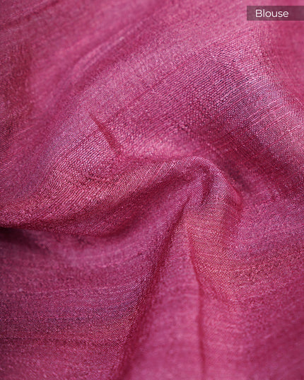 Tussar Kalamkari Print with Kanchi Border - Char Coal