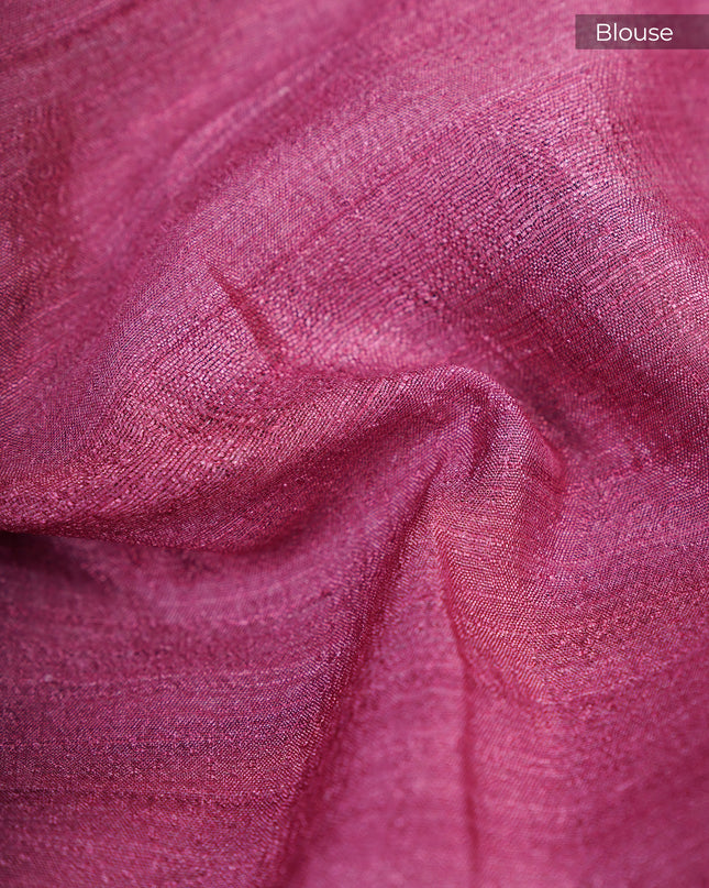 Tussar Kalamkari Print with Kanchi Border - Char Coal