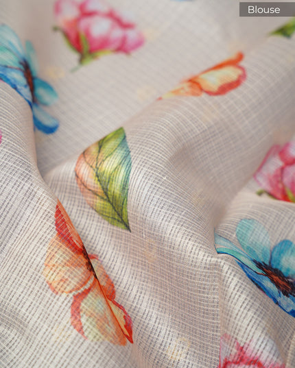 Kota Silk Saree with Thread Work Butties and Floral Border- Lavender