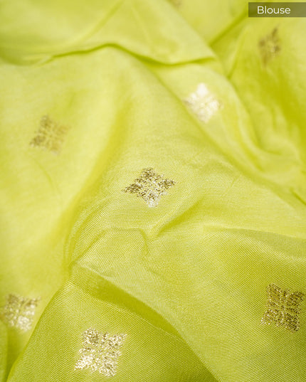 Russian Crepe Kardhana Sequence Work Butties Gold Stripes- Green