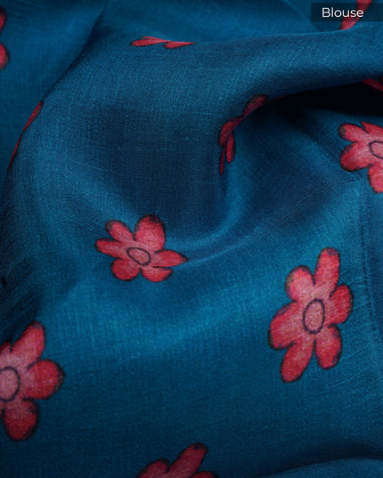 Binny crepe saree kalamkari print with contrast border - Light Rust