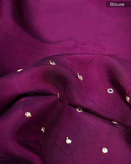 Crepe Tissue Saree With Kalamkari Pallu Mirror Work & Scallop Border - Beige