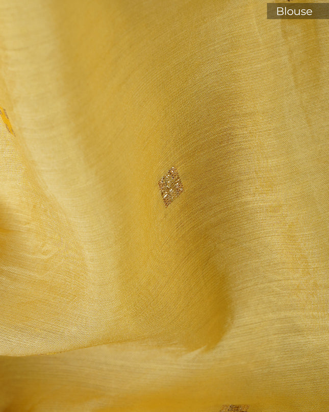 Kota Silk Saree With Applique Work and Scallop Border - Yellow