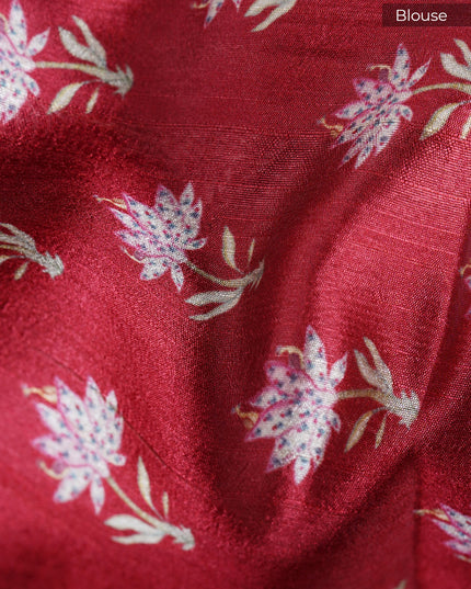 Tussar Silk Saree with Allover Mirror Work & Ari Work -  Maroon