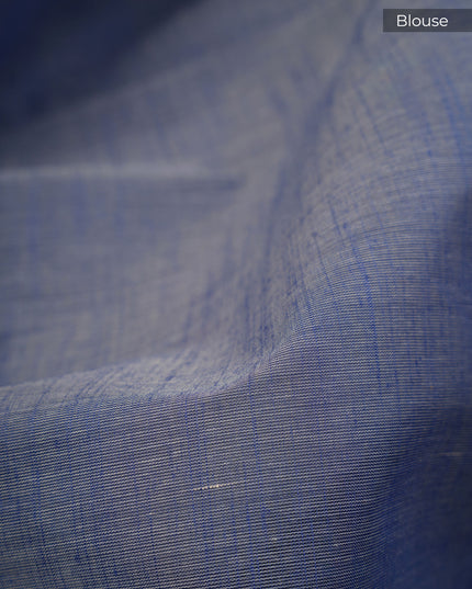 Handloom Cotton Thread Embroidery Butties With Gold & Silver Border - Light Blue