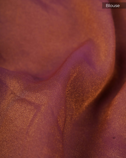 Tissue Georgette all Over Chicken Kari Work with Scallop Border - Light Maroon