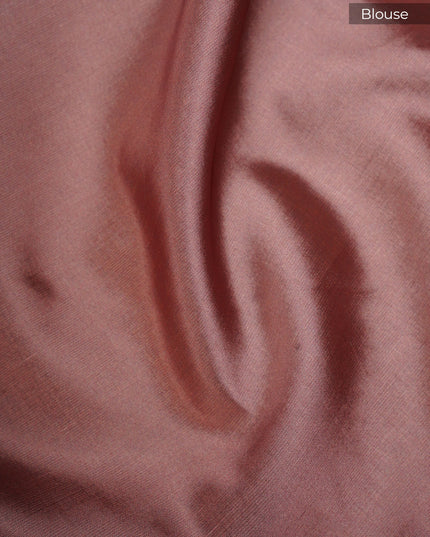 Kota Silk Saree with Floral Print and Ari Work Scallop Border- Cream and Brown