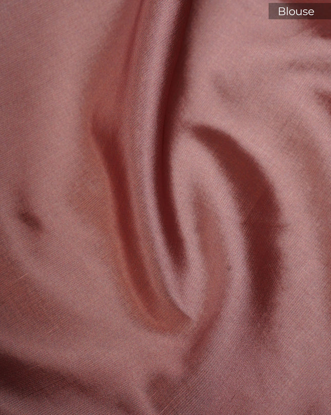Kota Silk Saree with Floral Print and Ari Work Scallop Border- Cream and Brown